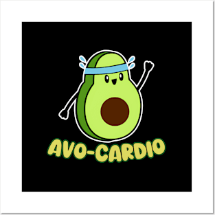 Avo-Cardio Pun Workout Running Avocado Exercise Posters and Art